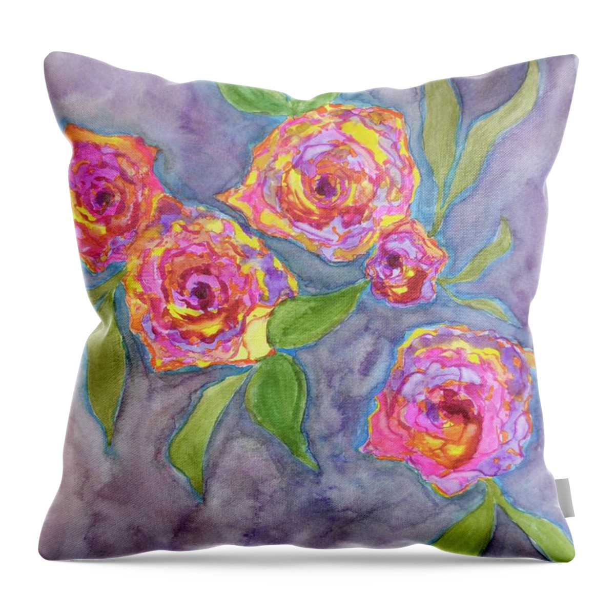 Throw Pillow featuring the painting Multifarious Roses by Barrie Stark