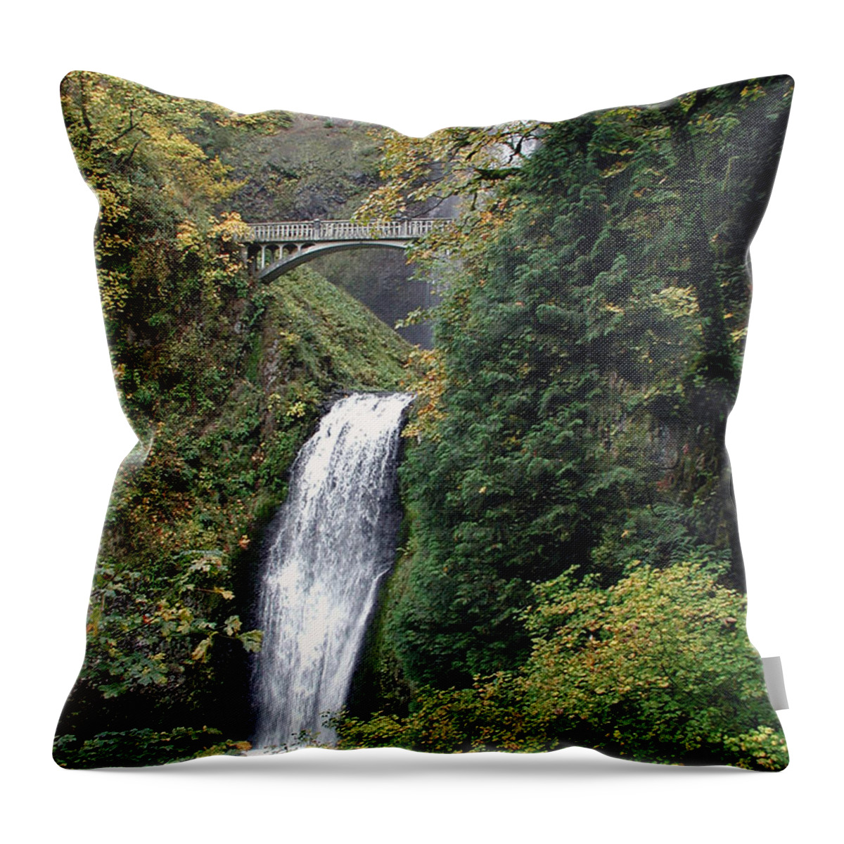 Multnomah Throw Pillow featuring the photograph Multnomah Falls 3 by DArcy Evans
