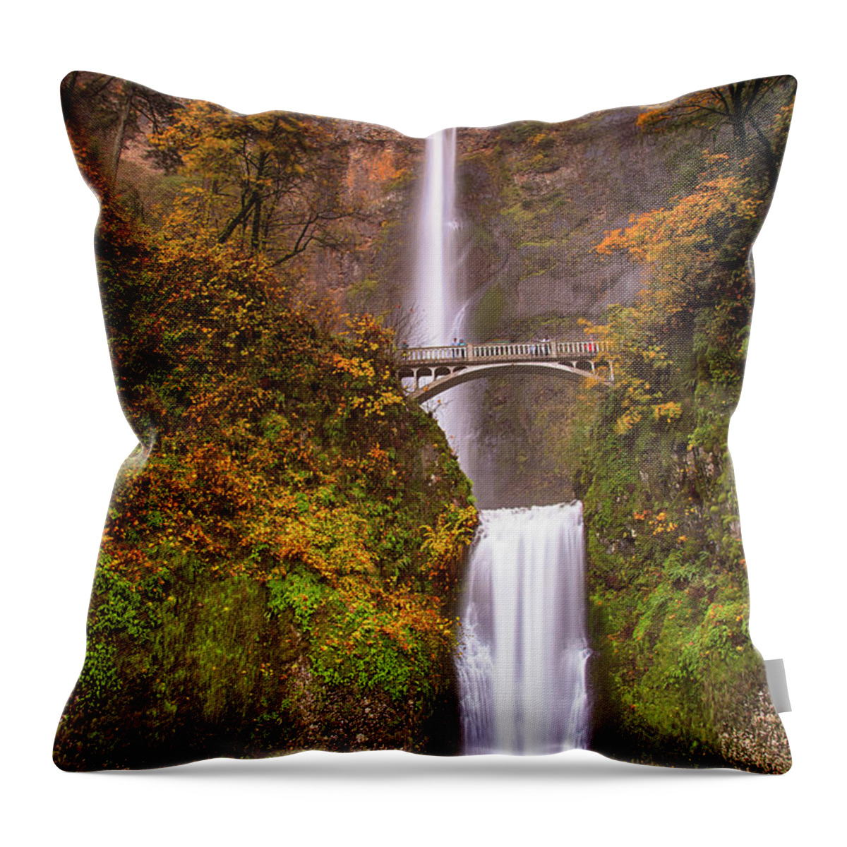 Portland Throw Pillow featuring the photograph Multnomah Falls by Raf Winterpacht