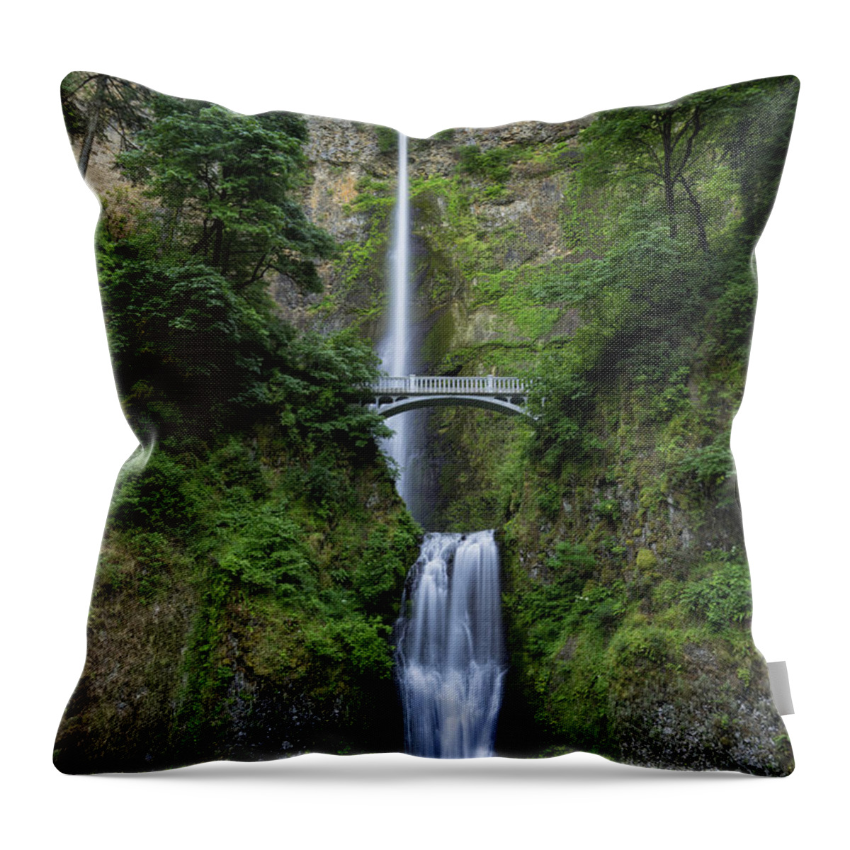 Oregon Throw Pillow featuring the photograph Multnomah Water Falls Oregon DSC05331 by Greg Kluempers