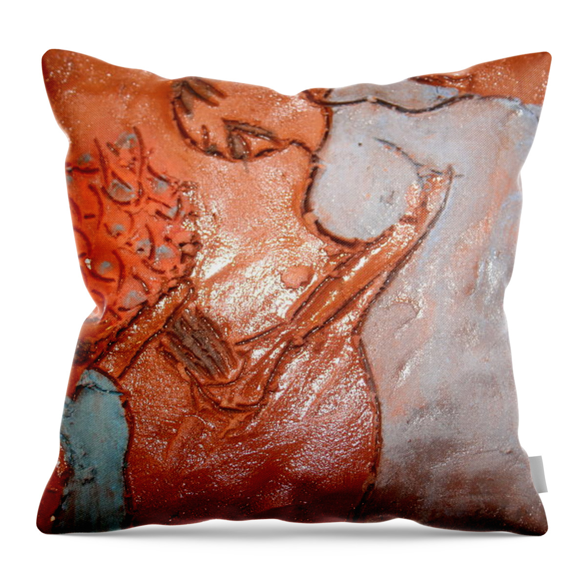 Jesus Throw Pillow featuring the ceramic art Mum 2 - Tile by Gloria Ssali
