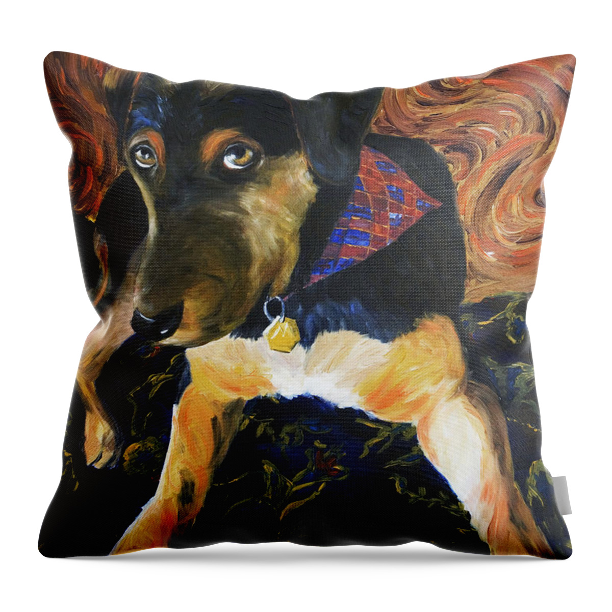 Dog Throw Pillow featuring the painting Murphy I by Nik Helbig