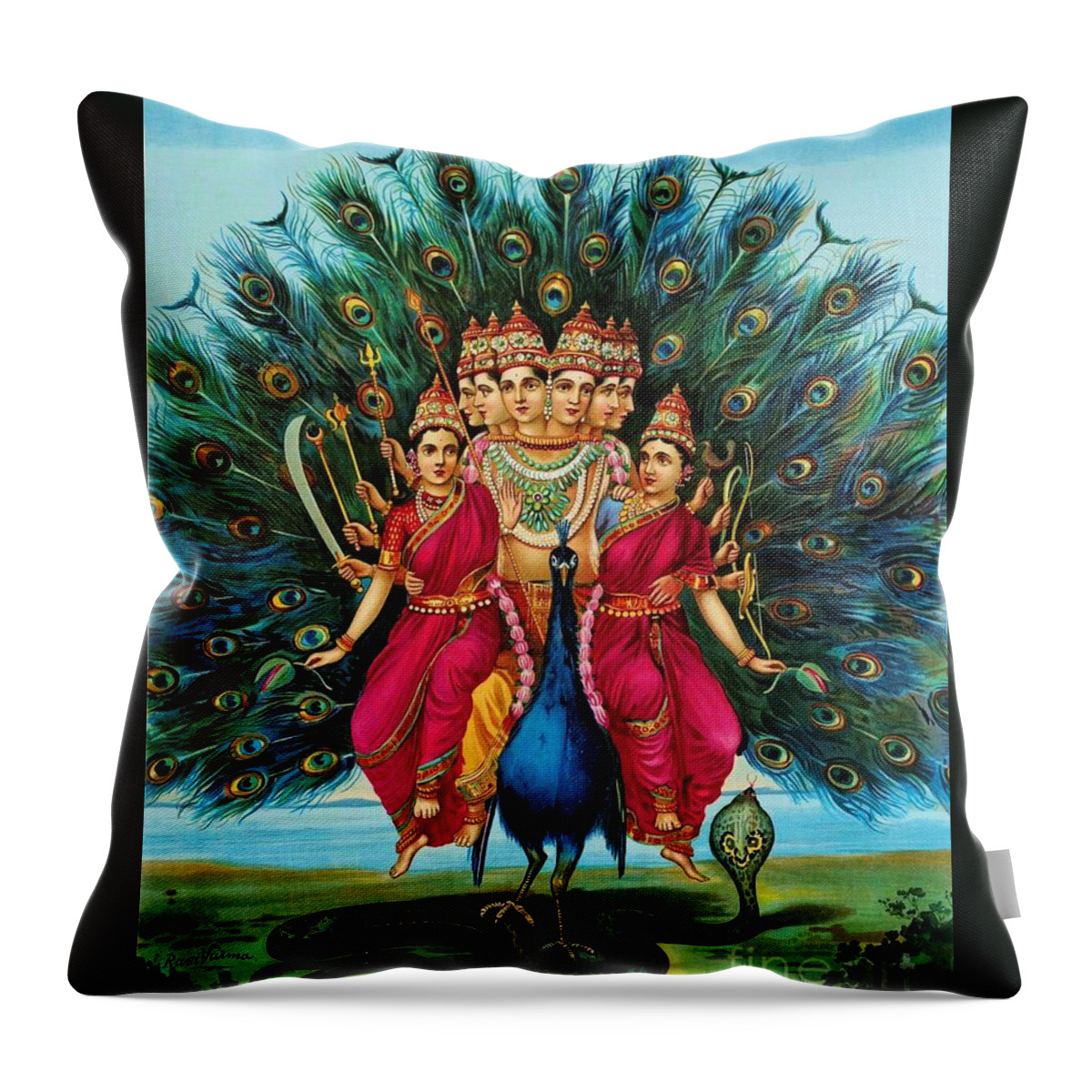 Pd Throw Pillow featuring the painting Murugan by Thea Recuerdo