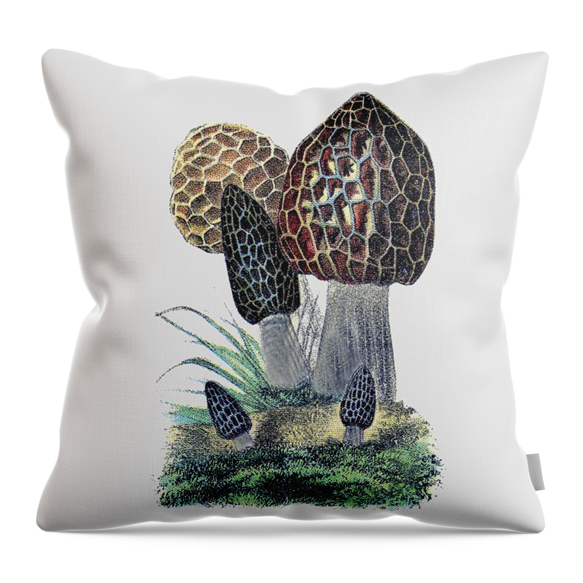 Bellesouth Studio Throw Pillow featuring the digital art Mushrooms T Shirt by Bellesouth Studio