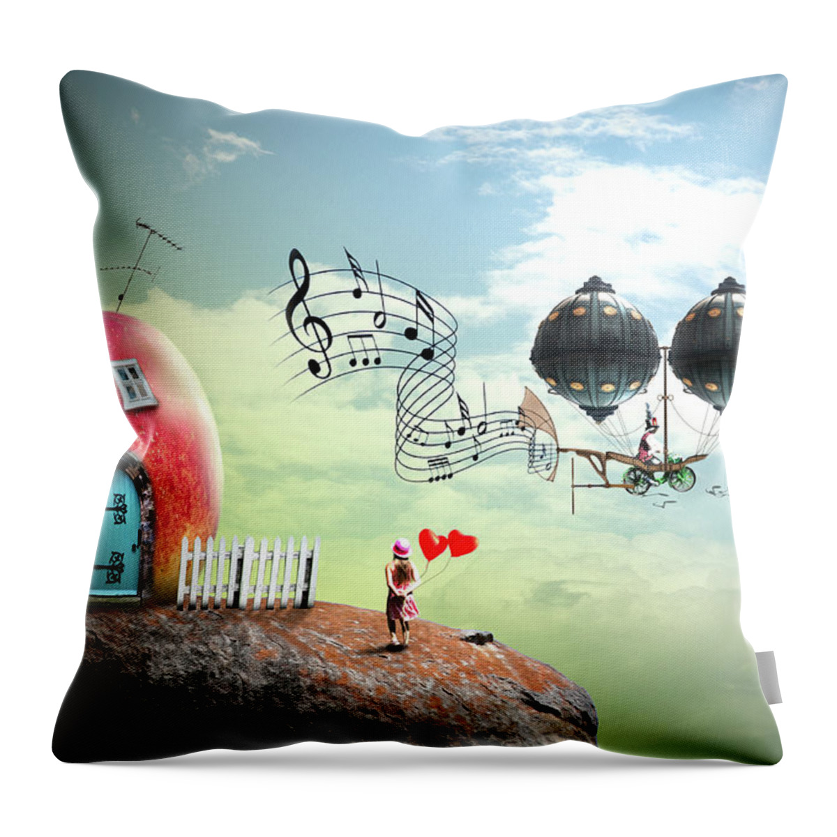 Balloon Throw Pillow featuring the digital art Music Traveler by Nathan Wright