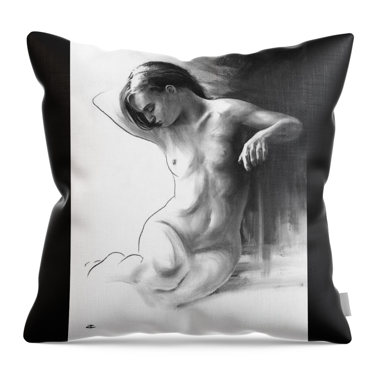 Musing And Contemplations Throw Pillow featuring the drawing Musing and contemplations by Paul Davenport