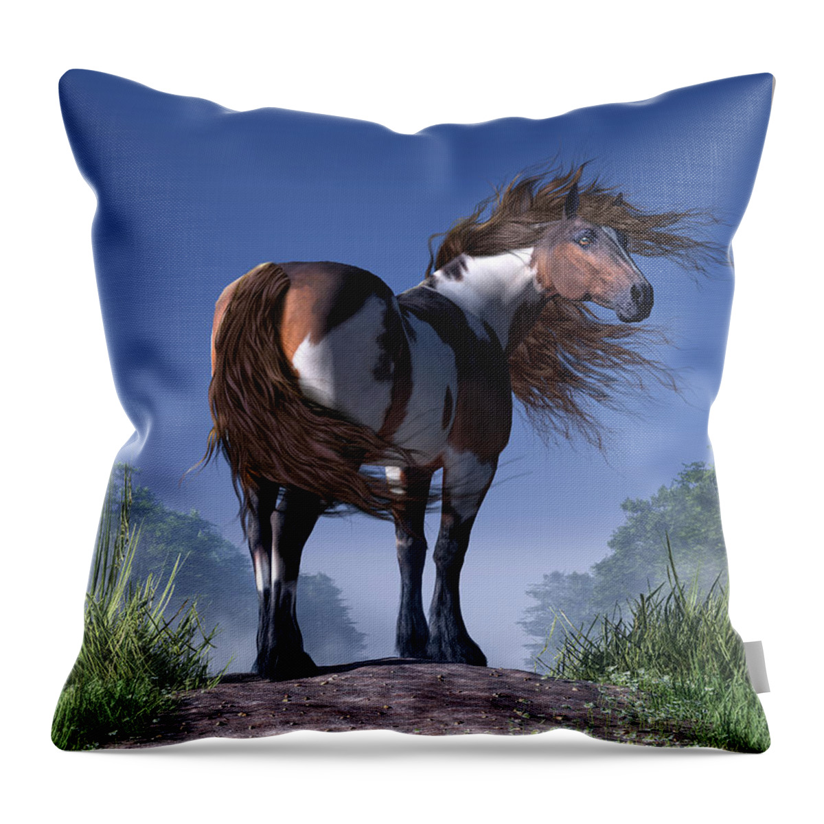 Mustang Trail Throw Pillow featuring the digital art Mustang Trail by Daniel Eskridge