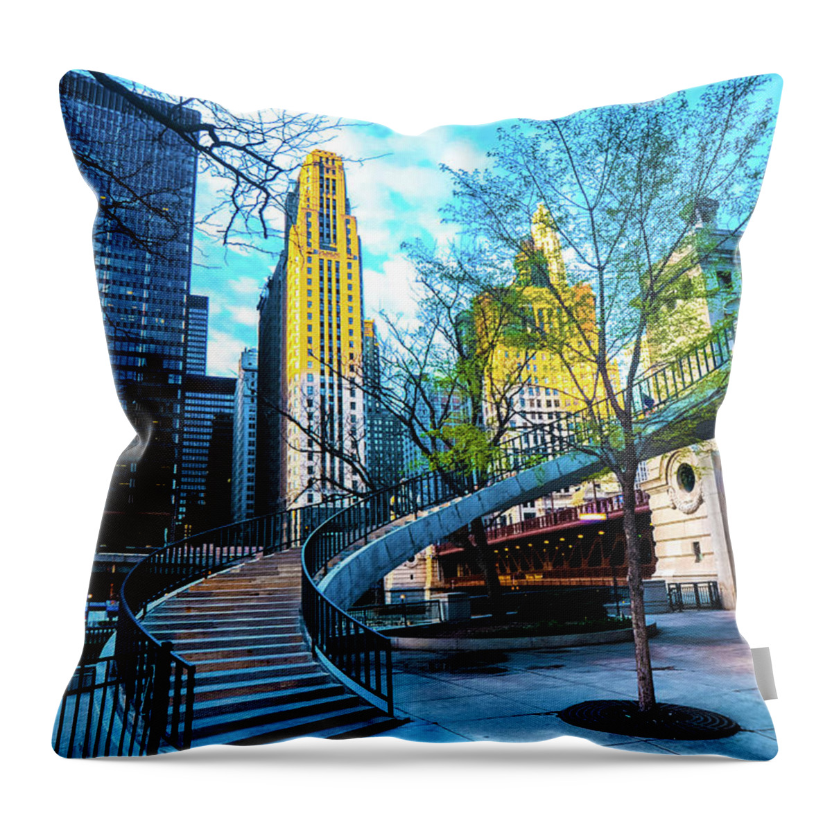 Chicago Throw Pillow featuring the photograph My Blue Chi by D Justin Johns