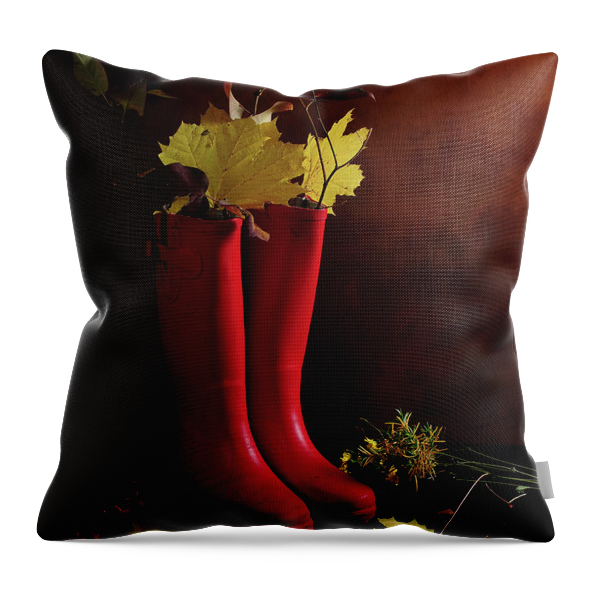 Girly Throw Pillow featuring the photograph My Boots are Cool by Randi Grace Nilsberg