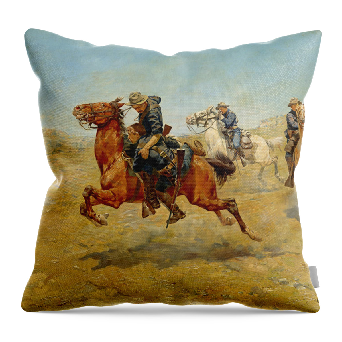 Charles Schreyvogel Throw Pillow featuring the painting My Bunkie by Charles Schreyvogel
