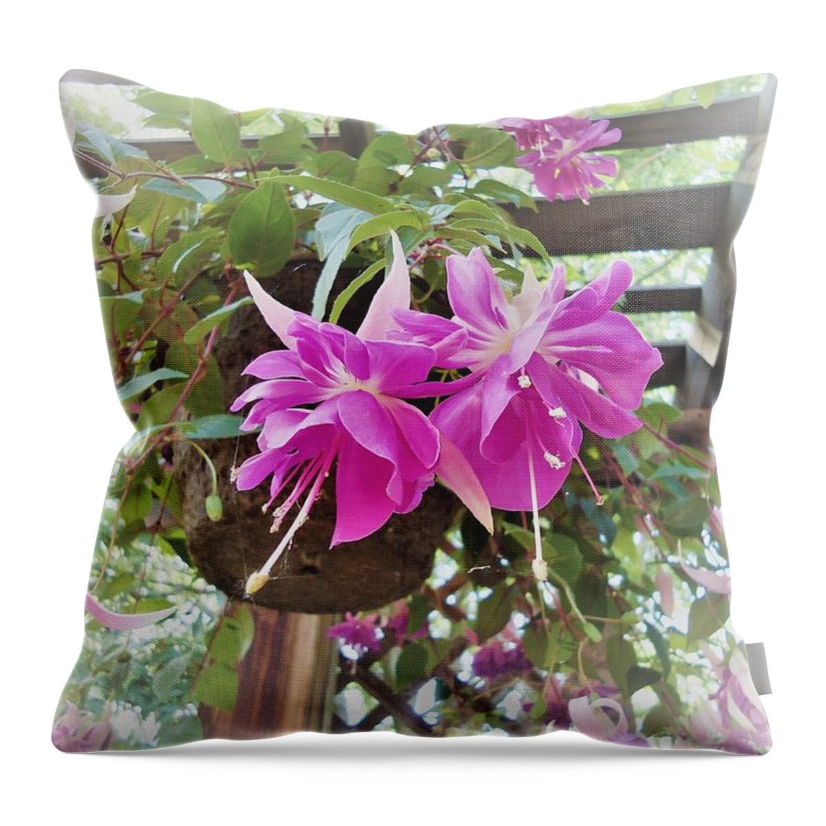 Fuchsia Throw Pillow featuring the digital art My Day In The Sun by Ann Johndro-Collins