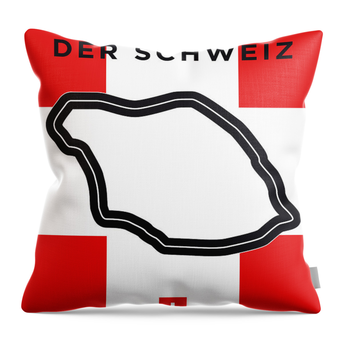 Swiss Throw Pillow featuring the digital art My F1 Bremgarten Race Track Minimal Poster by Chungkong Art