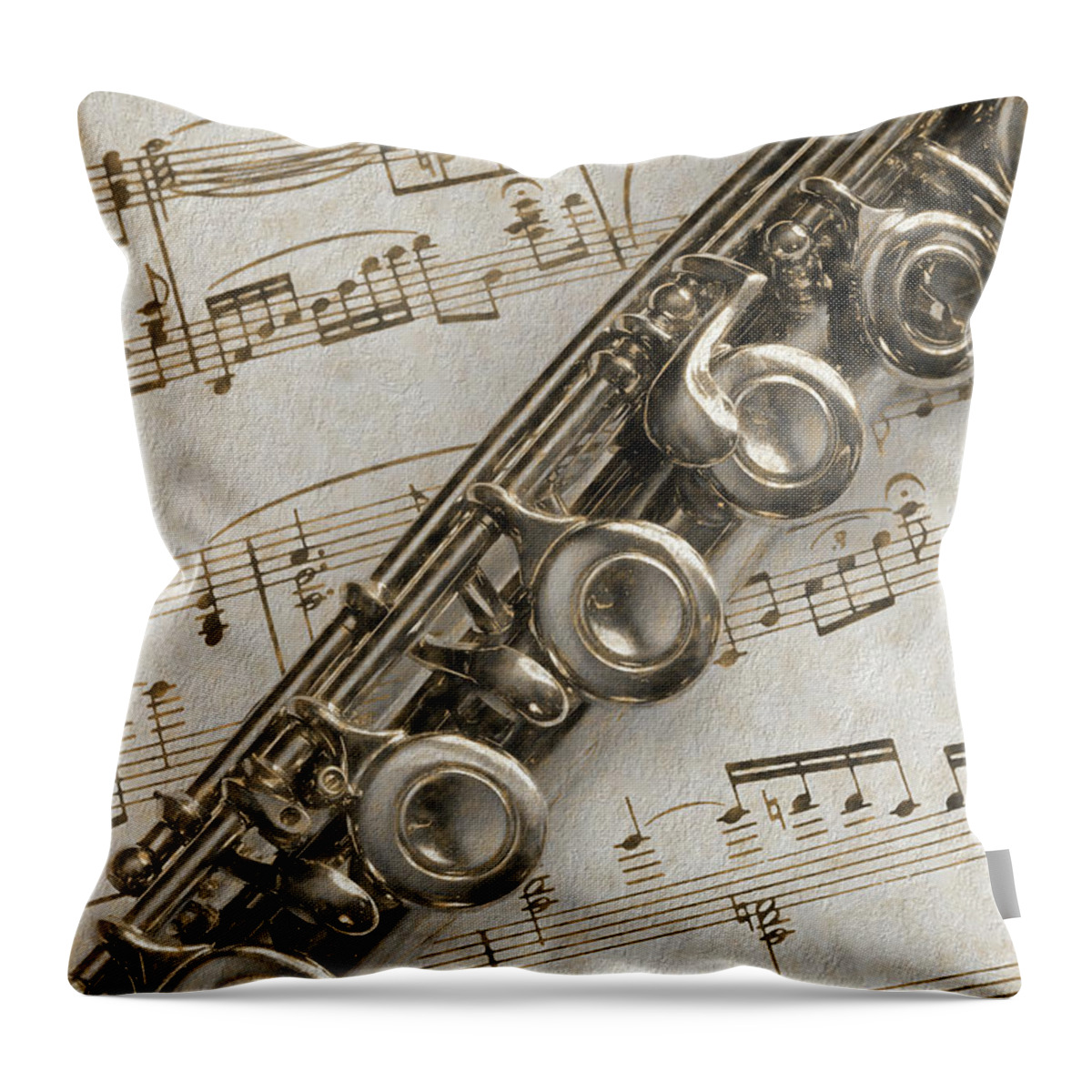 Flute Throw Pillow featuring the photograph My Flute Photo Sketch by Mary Bedy