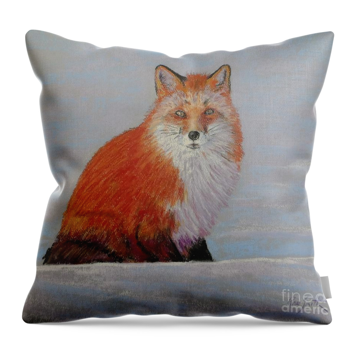 Pastels Throw Pillow featuring the pastel My Friend the Fox by Rae Smith PAC