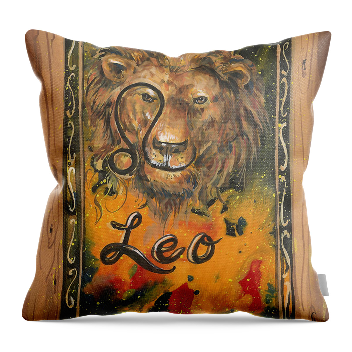 My Leo Throw Pillow featuring the painting My Leo by Sheri Jo Posselt