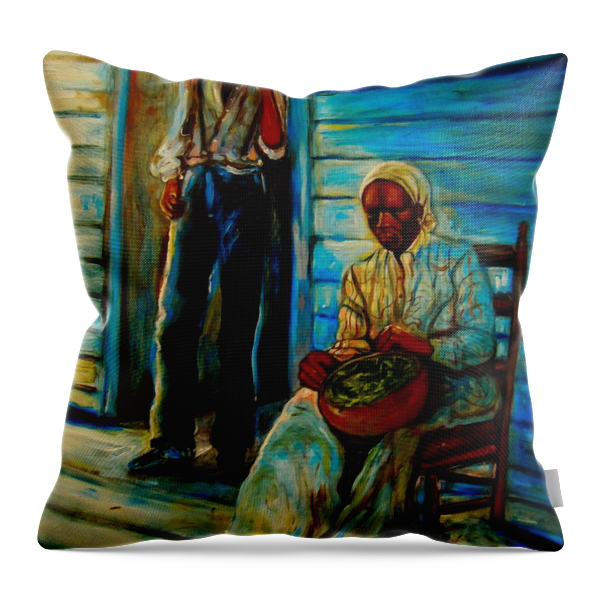 African American Art Throw Pillow featuring the painting My Mom by Emery Franklin