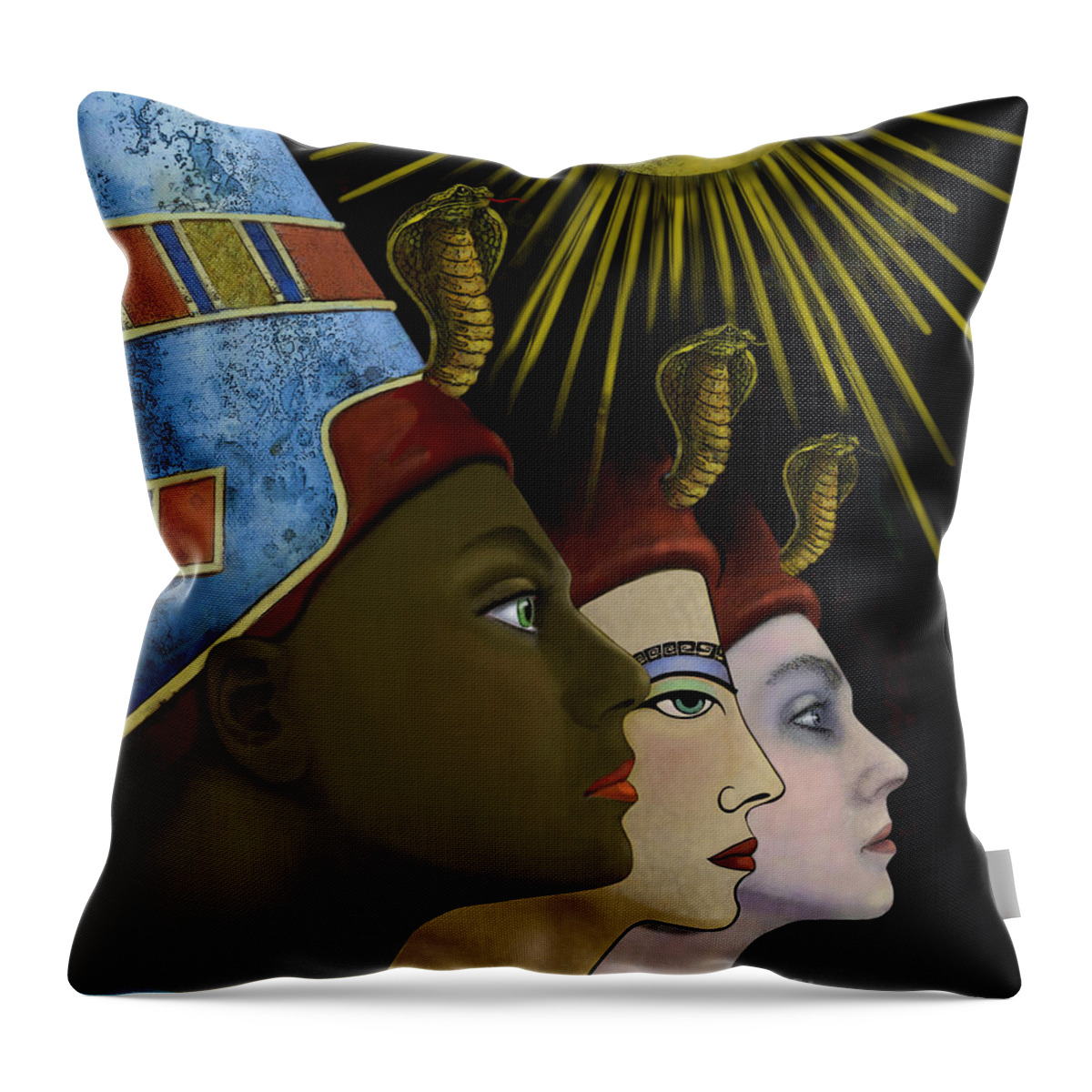 Aten Throw Pillow featuring the digital art My Name is Nefertiti. My Name by Carol Jacobs