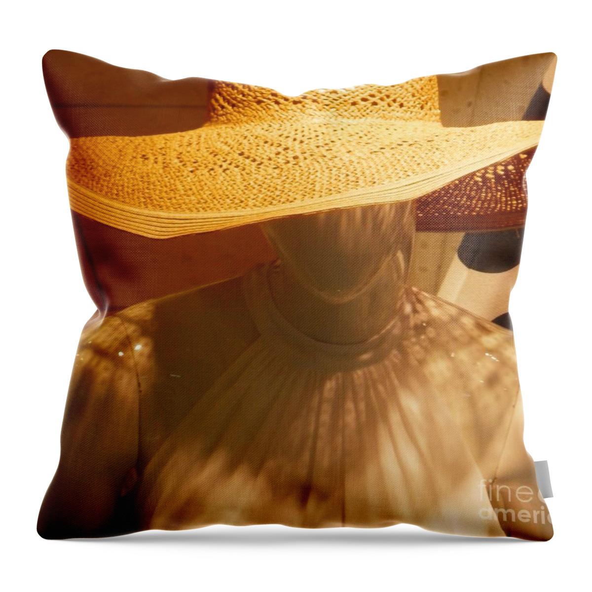 Hats Throw Pillow featuring the photograph My new summer hat by Barbara Leigh Art