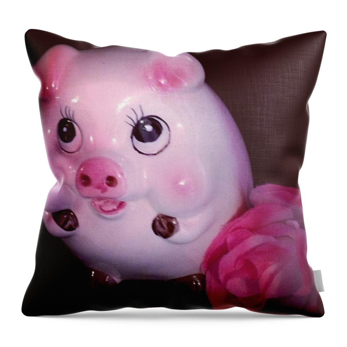 Pig Throw Pillow featuring the photograph My Piggy Bank by Rebeca Castellanos