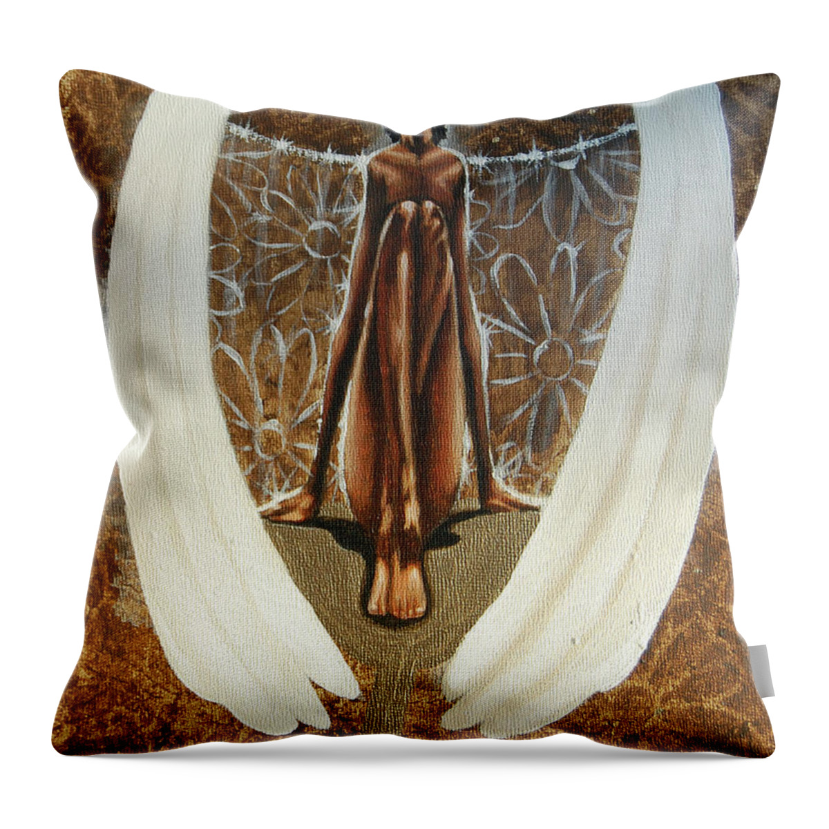 Angel Throw Pillow featuring the painting My spring angel by Jerome White