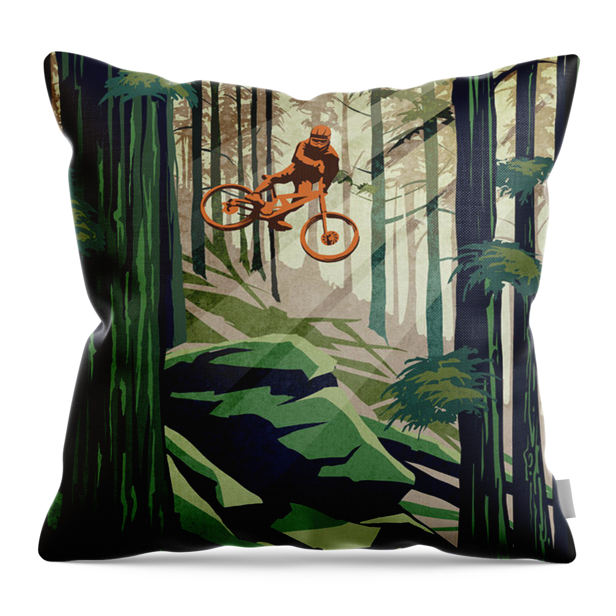 Mountain Bike Throw Pillow featuring the painting My Therapy by Sassan Filsoof