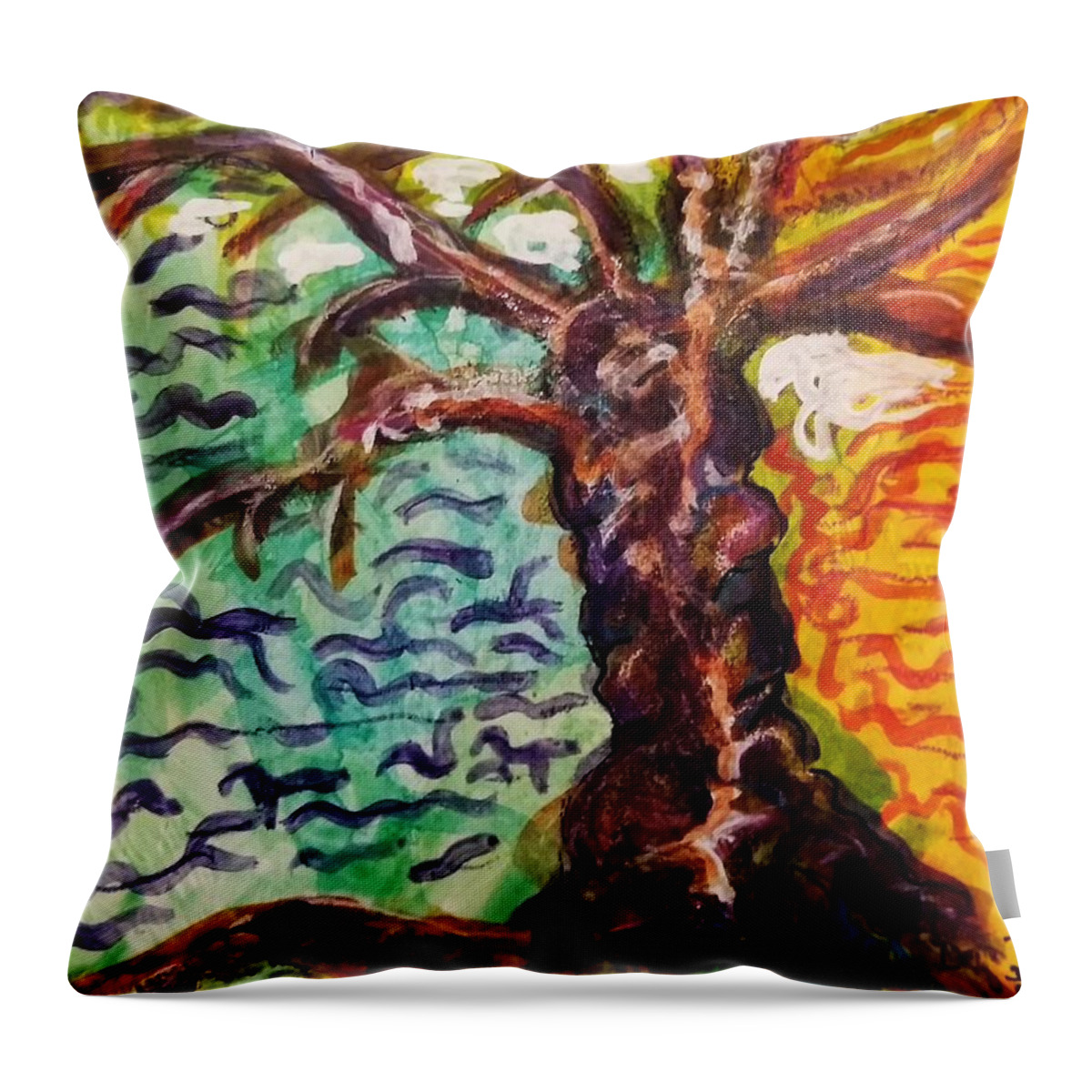 Tree Throw Pillow featuring the mixed media My Treefriend by Mimulux Patricia No