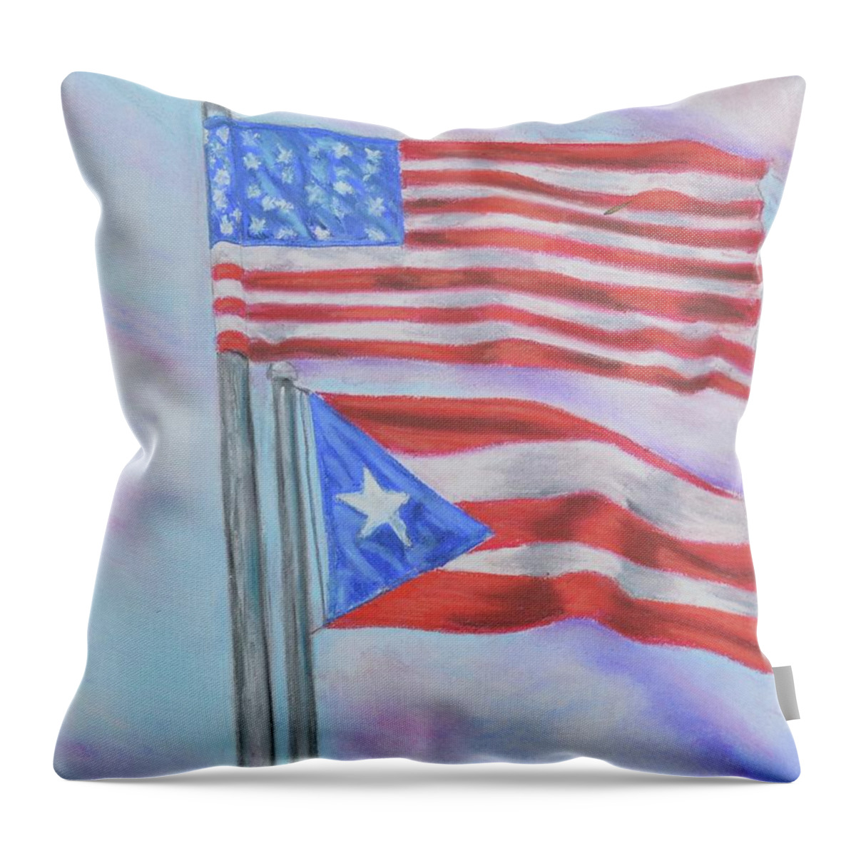 Usa Throw Pillow featuring the pastel My Two Loves by Melissa Torres