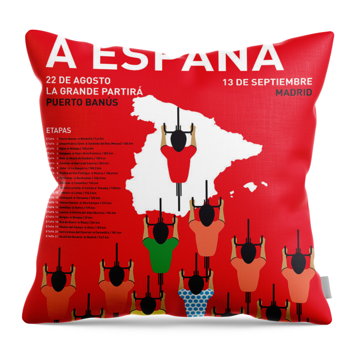 2015 Throw Pillow featuring the digital art My Vuelta A Espana Minimal Poster Etapas 2015 by Chungkong Art