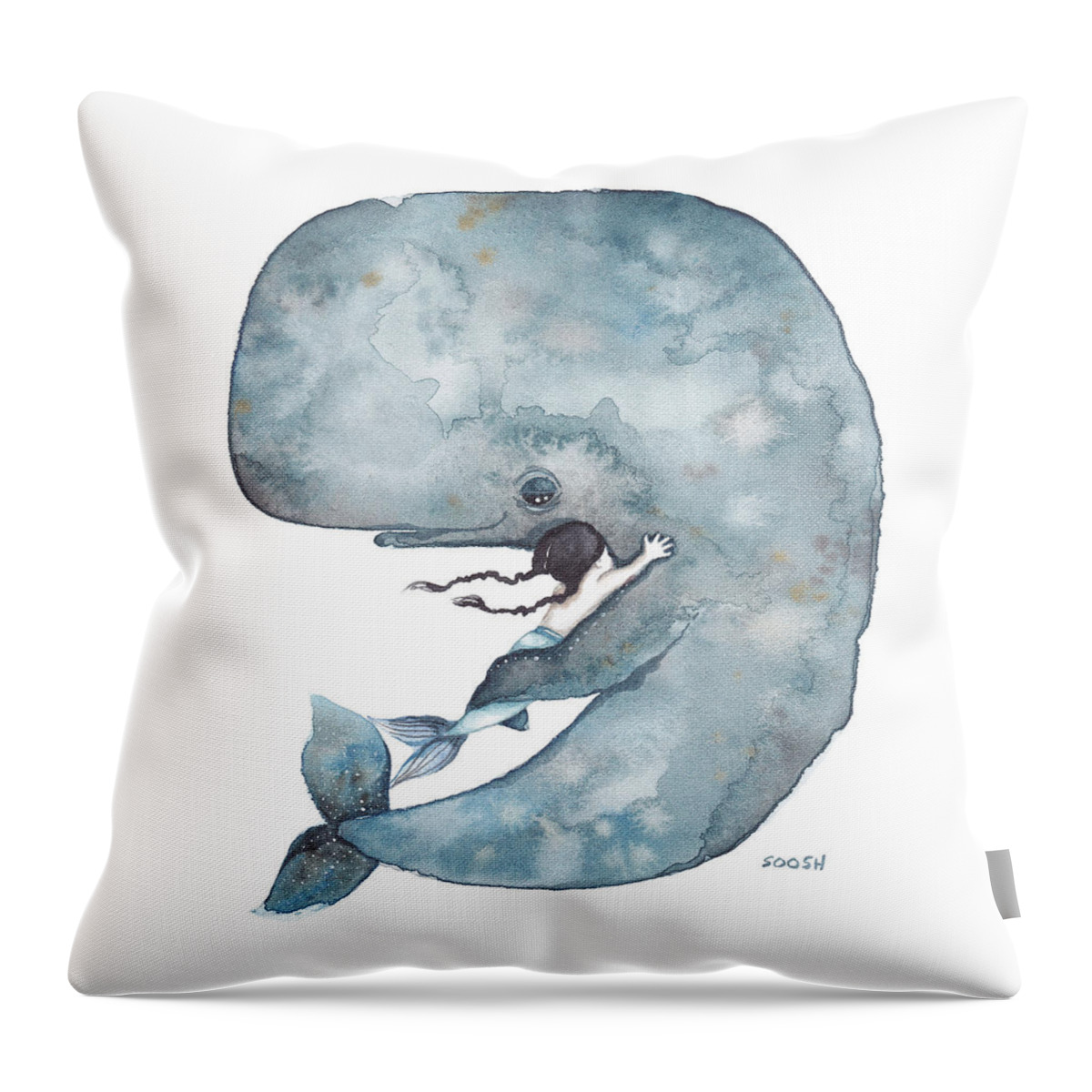 #faatoppicks Throw Pillow featuring the painting My Whale by Soosh 