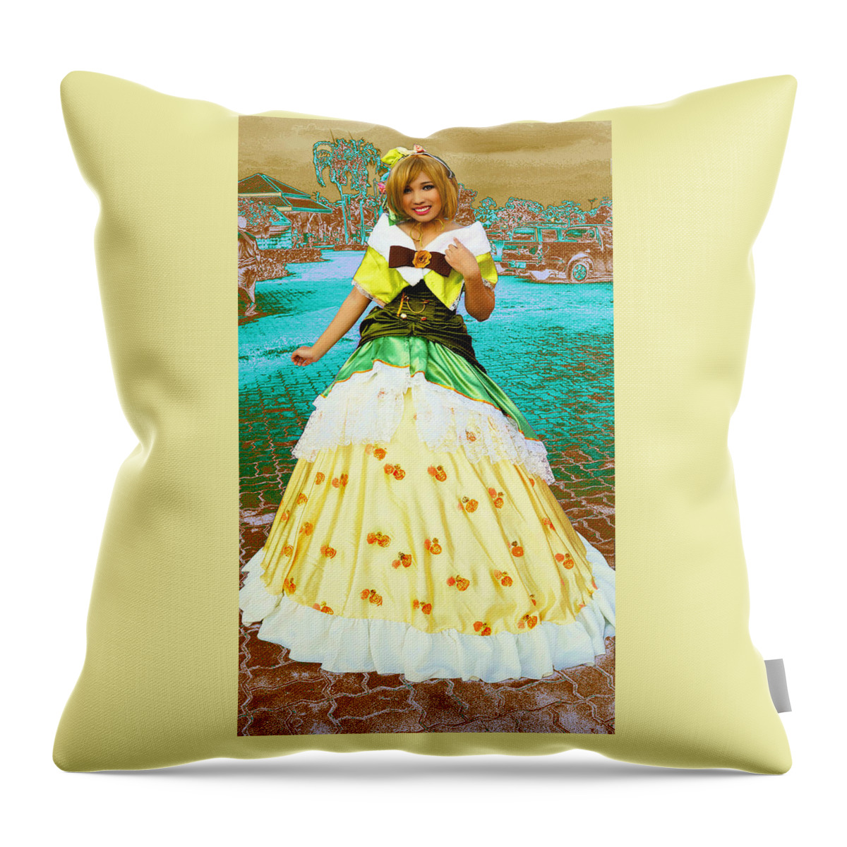 Cosplay Throw Pillow featuring the photograph My Wonderful Colored Dress by Ian Gledhill