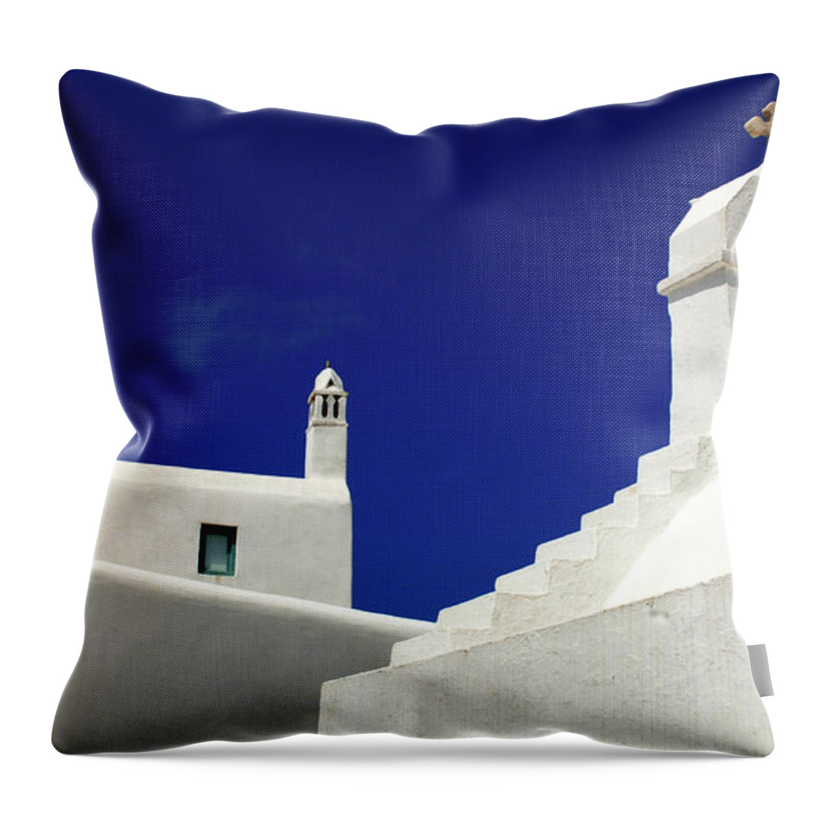 Architecture Throw Pillow featuring the photograph Mykonos Greece Architectual Line 5 by Bob Christopher