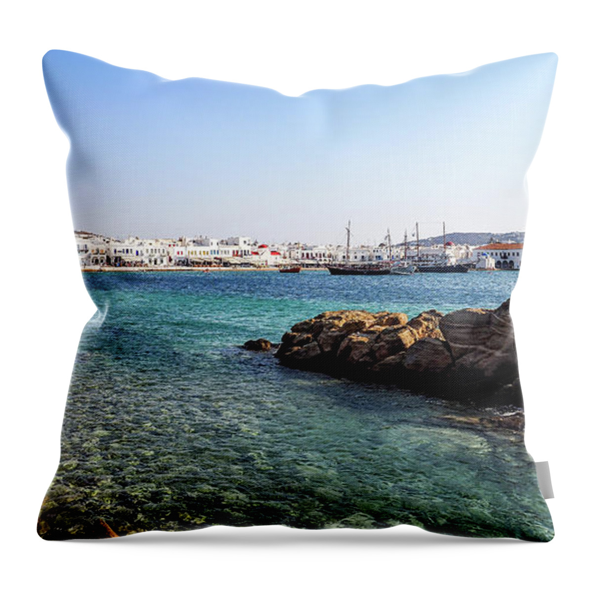 Aegis Throw Pillow featuring the photograph Mykonos impression by Hannes Cmarits