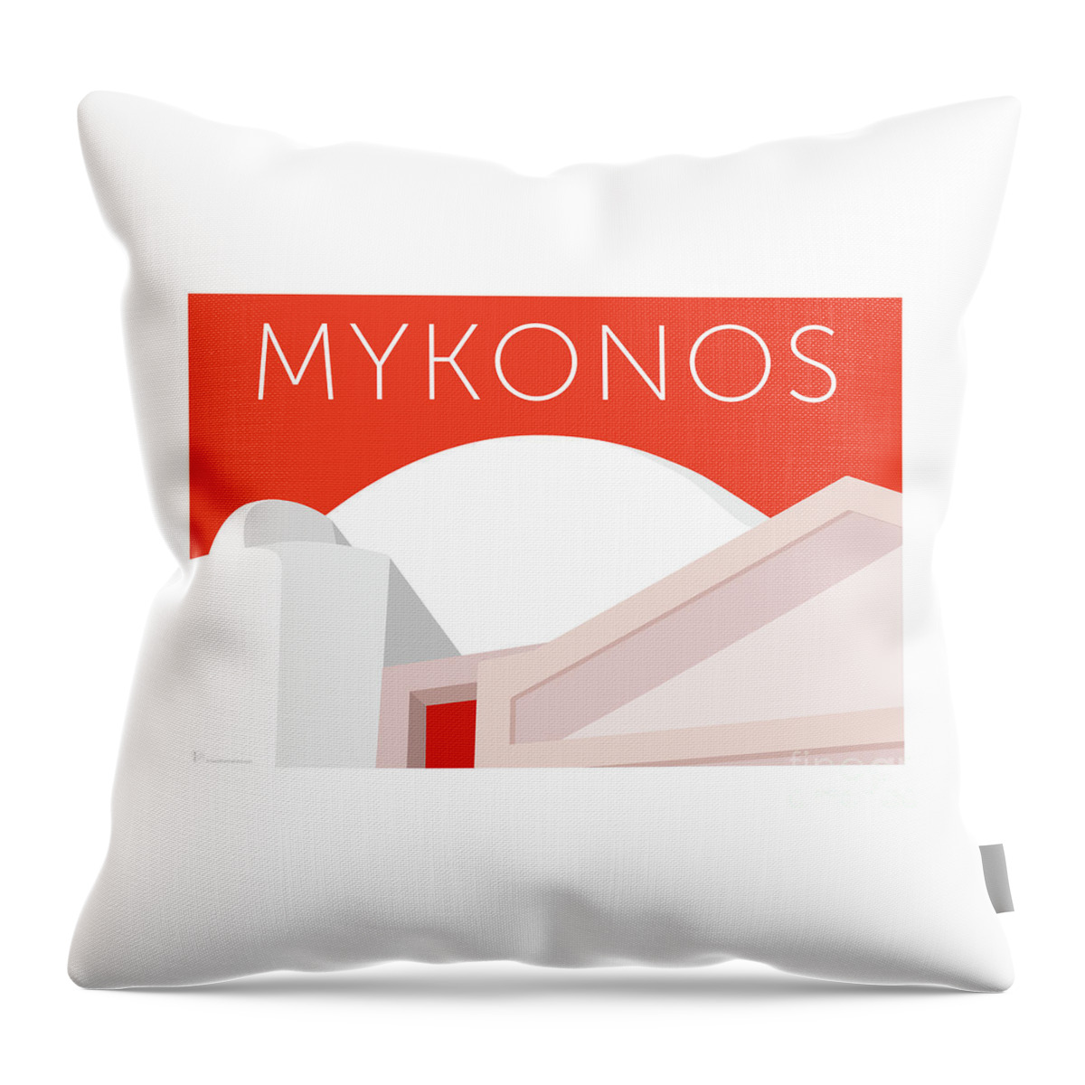 Mykonos Throw Pillow featuring the digital art MYKONOS Walls - Orange by Sam Brennan