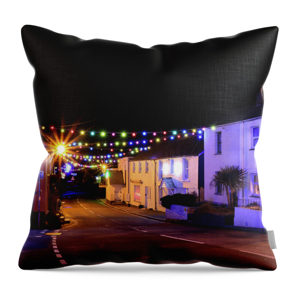 Mylor Bridge Throw Pillow featuring the photograph Mylor Bridge at Christmas by Terri Waters