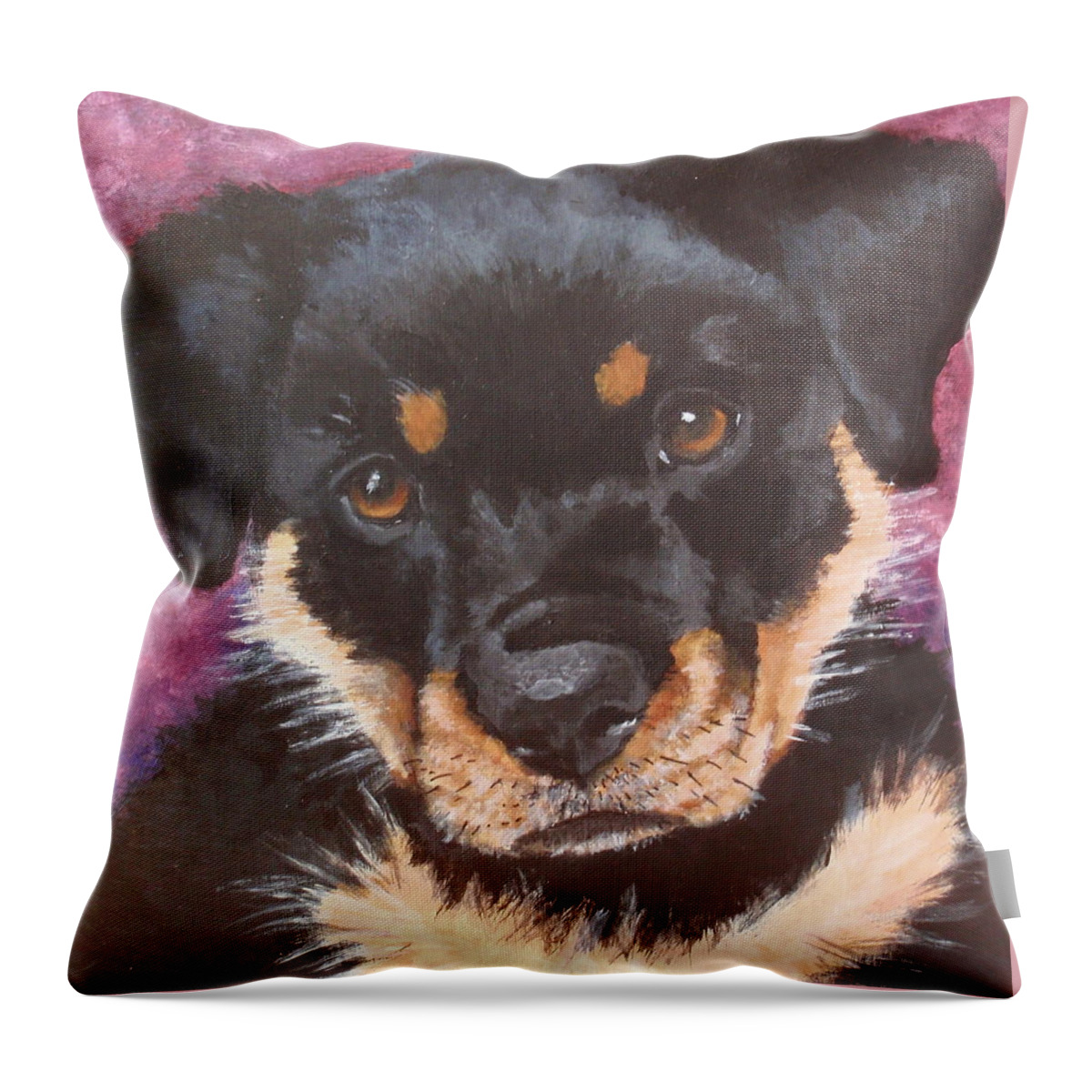 Puppy Throw Pillow featuring the painting Myrna by Carol Russell