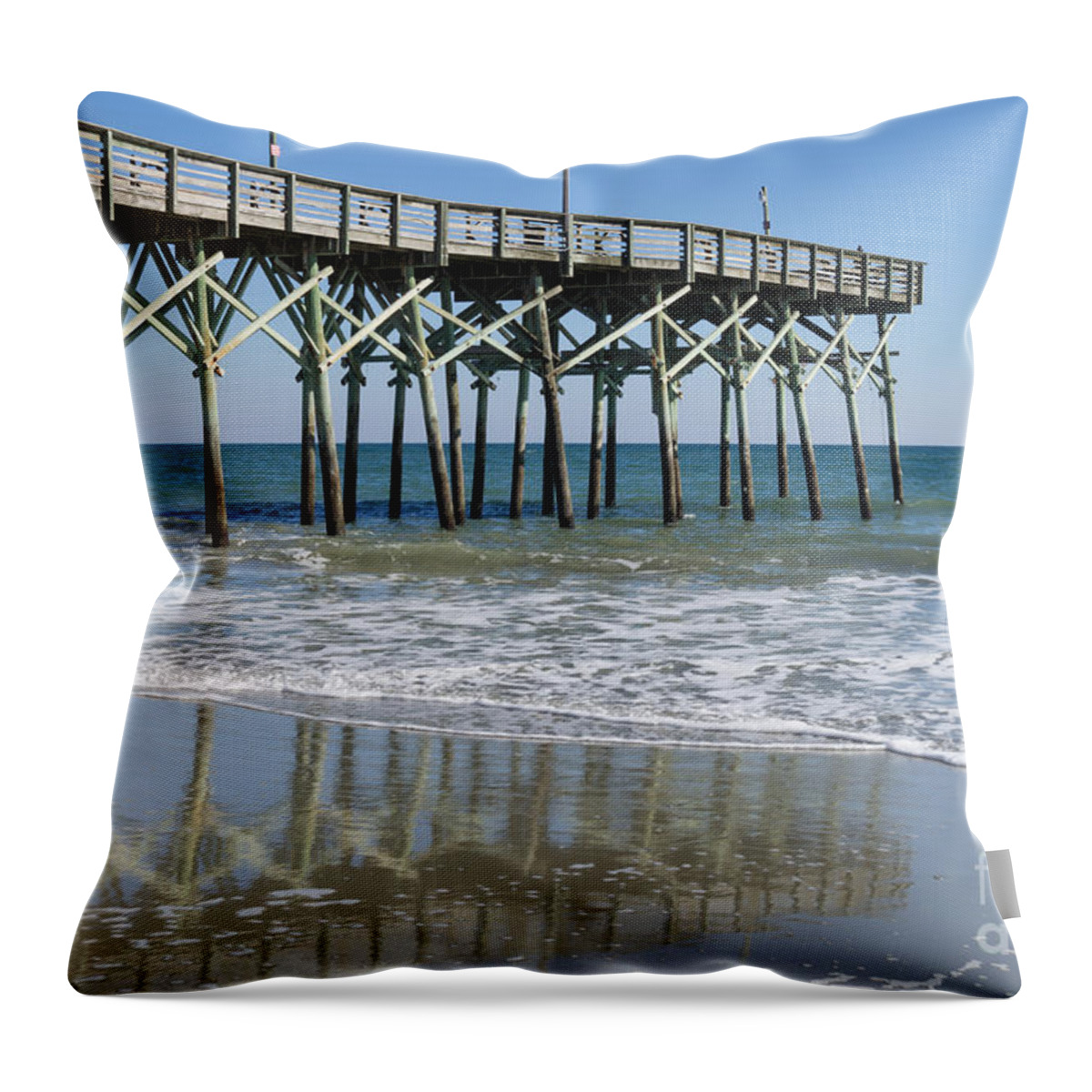 Beach Throw Pillow featuring the photograph Myrtle Beach Pier by MM Anderson