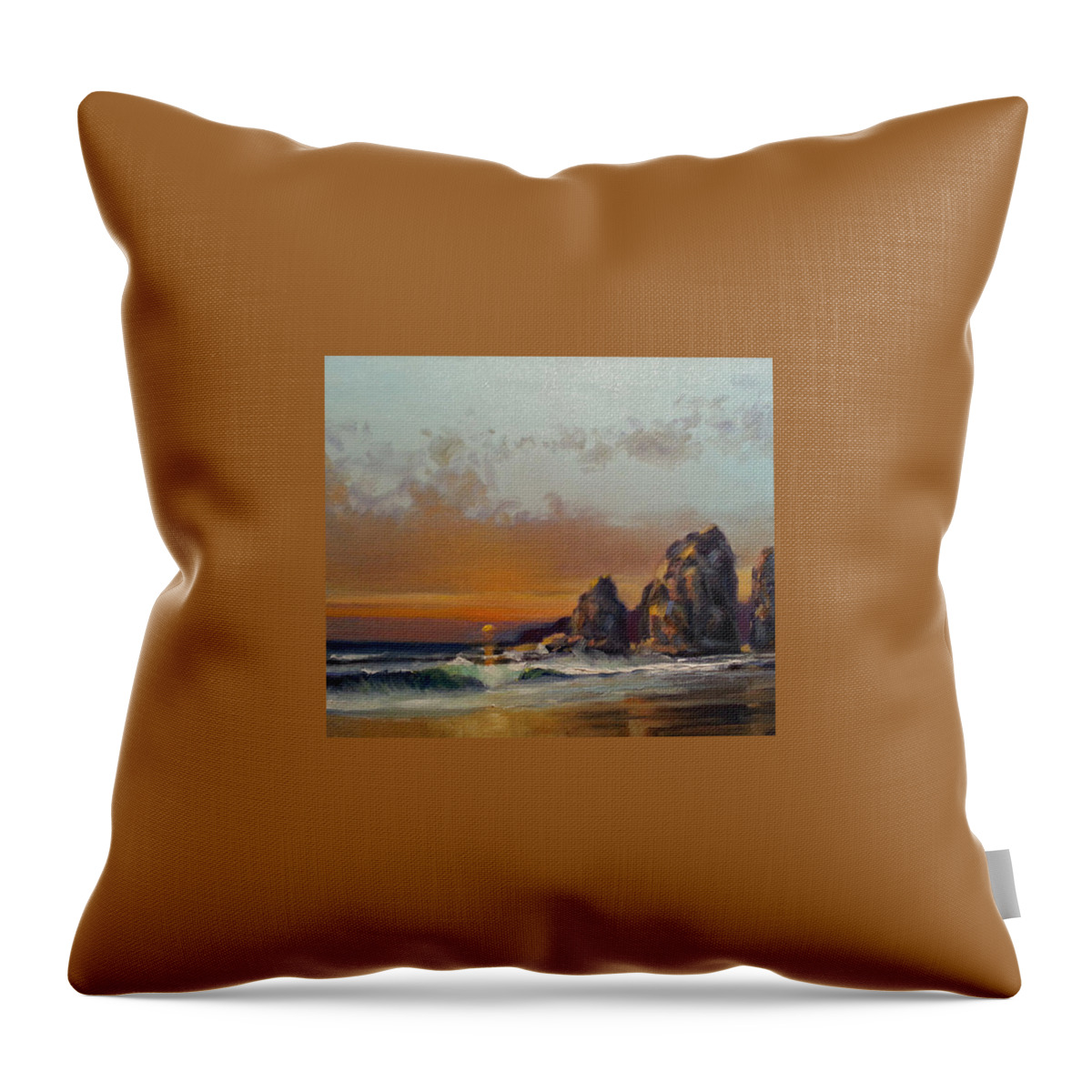  Throw Pillow featuring the painting Mystic Beach by Jessica Anne Thomas