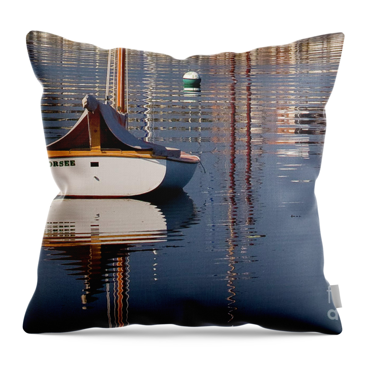 Boat Throw Pillow featuring the photograph Mystic River by Susan Cole Kelly
