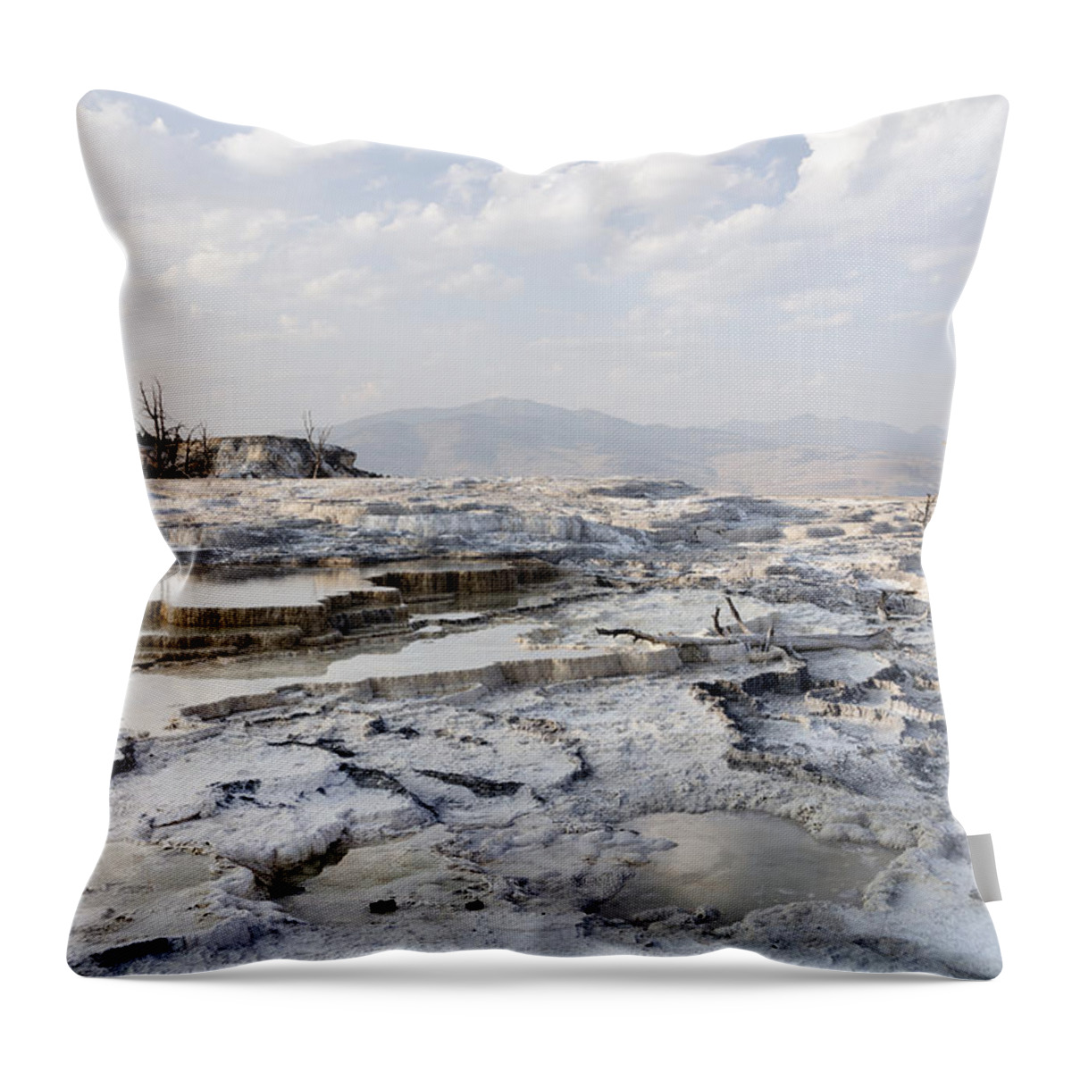 Carol M. Highsmith Throw Pillow featuring the photograph Mystic Scene from the Lower Terrace in Yellowstone National Park by Carol M Highsmith