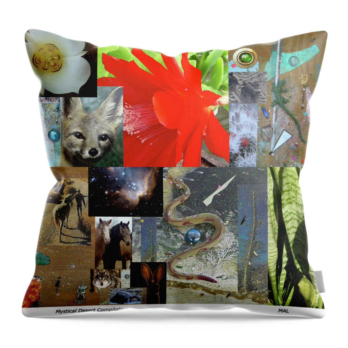 Desert Throw Pillow featuring the mixed media Mystical Desert Compilation by Mary Ann Leitch