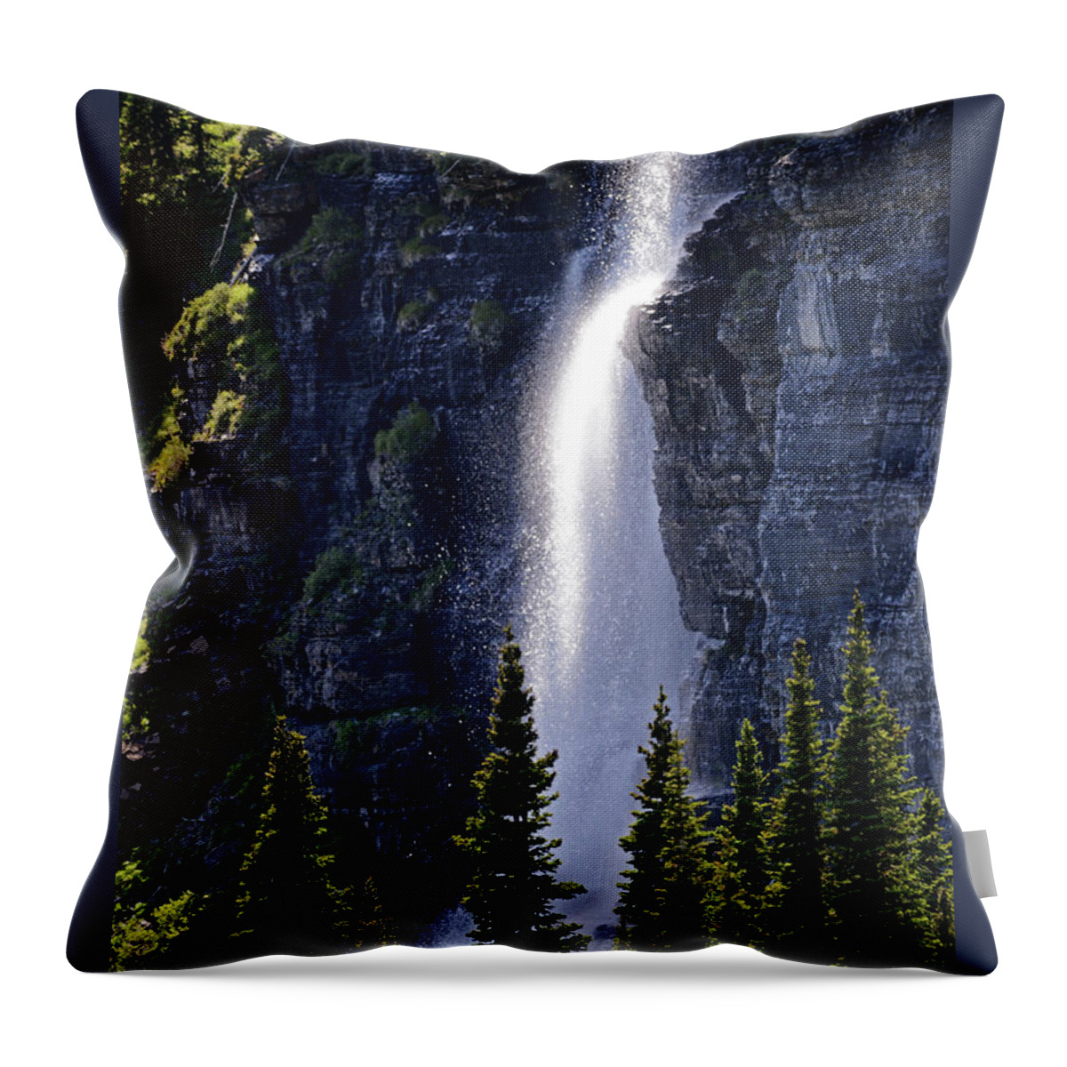 Waterfall Throw Pillow featuring the photograph Mystical Waterfall by Whispering Peaks Photography