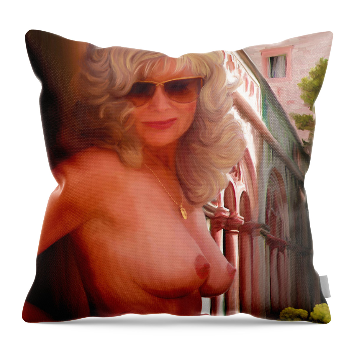 Erotic Throw Pillow featuring the painting Naked Italy by Shelby
