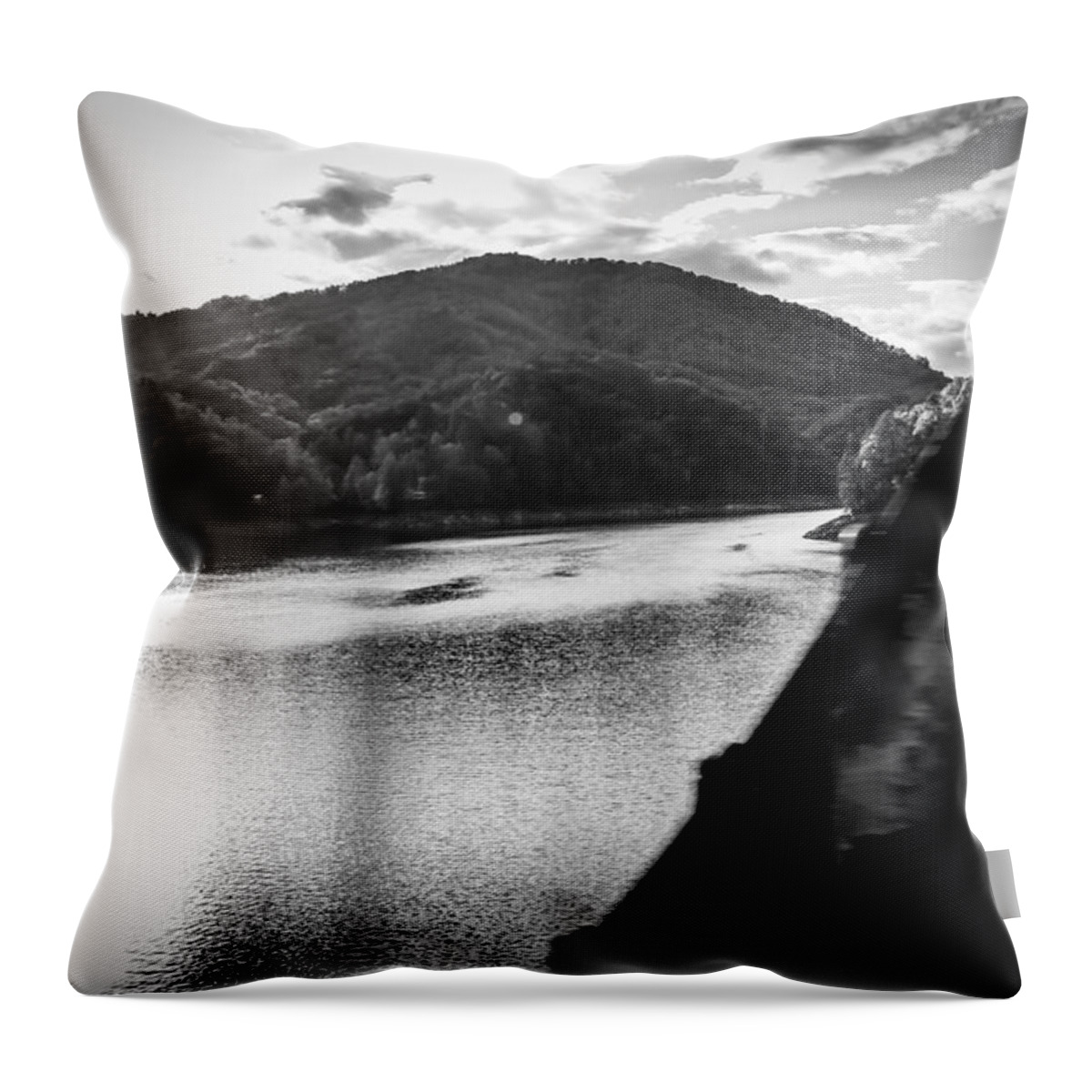 Kelly Hazel Throw Pillow featuring the photograph Nantahala River as Seen from the Great Smokey Mountain Railroad by Kelly Hazel