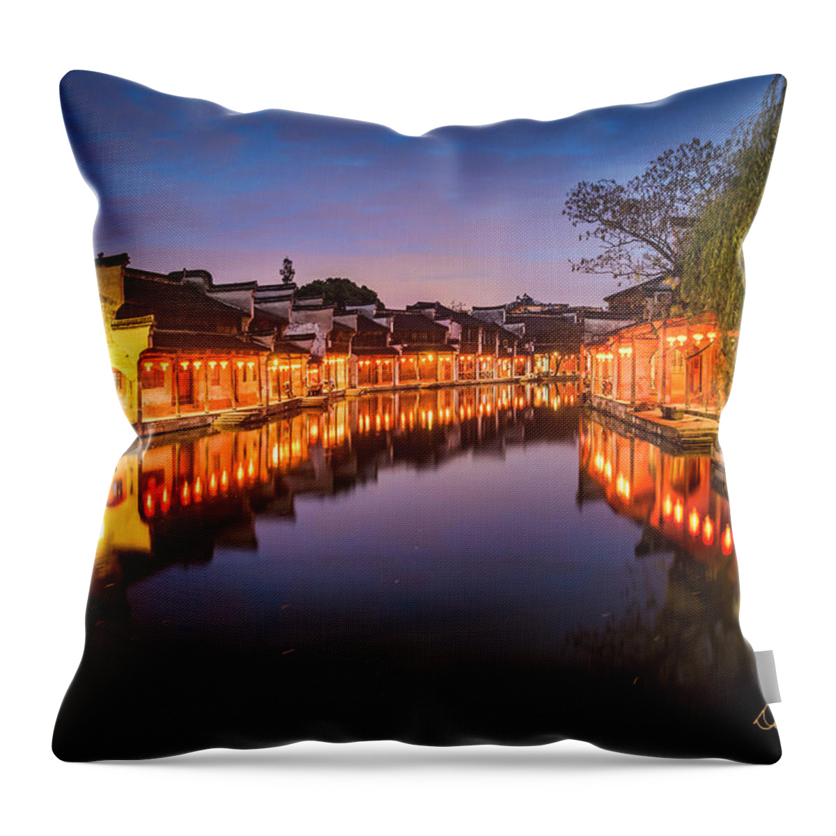 China Throw Pillow featuring the photograph Nanxun Night by Dan McGeorge