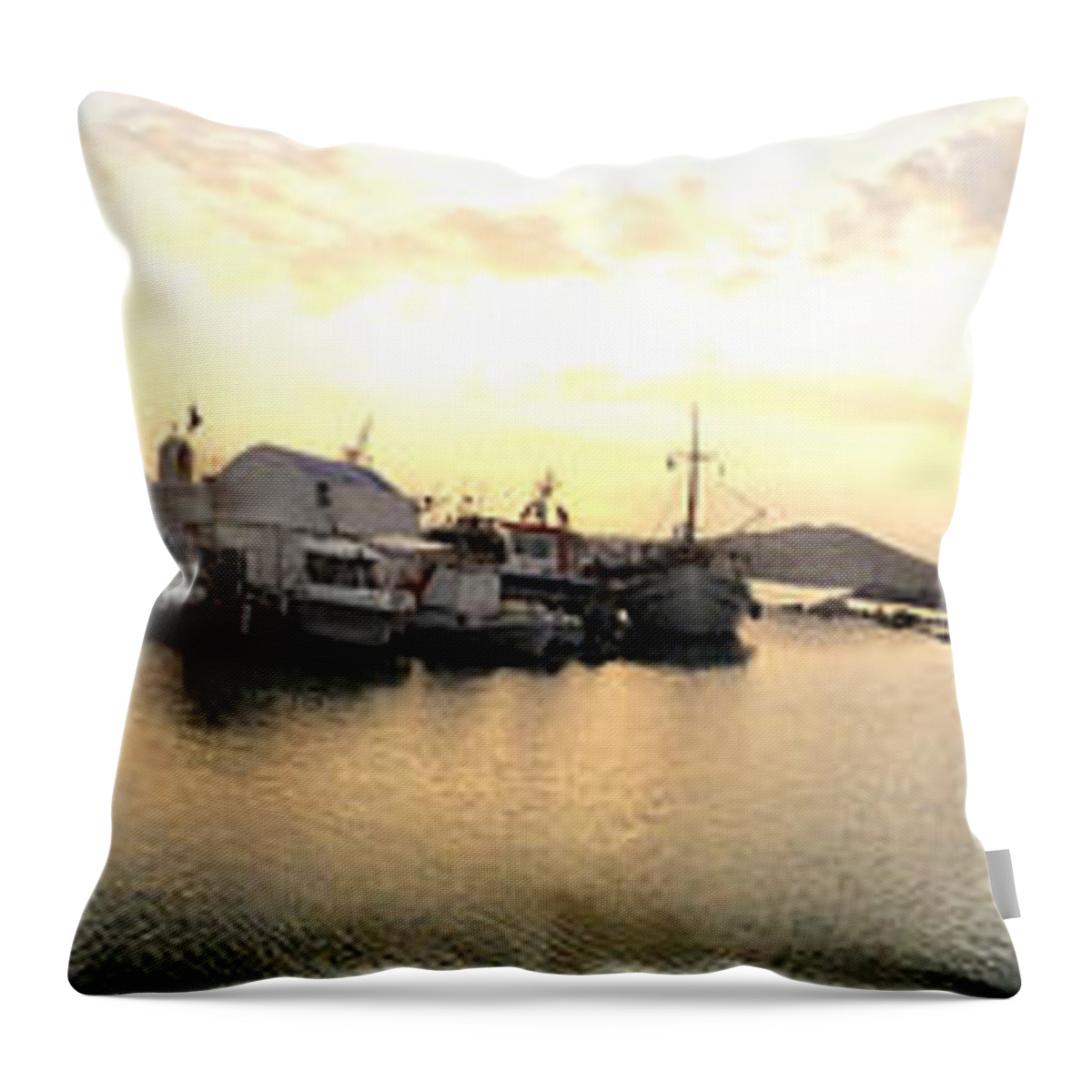 Colette Throw Pillow featuring the photograph Naoussa By Night Paros Island by Colette V Hera Guggenheim