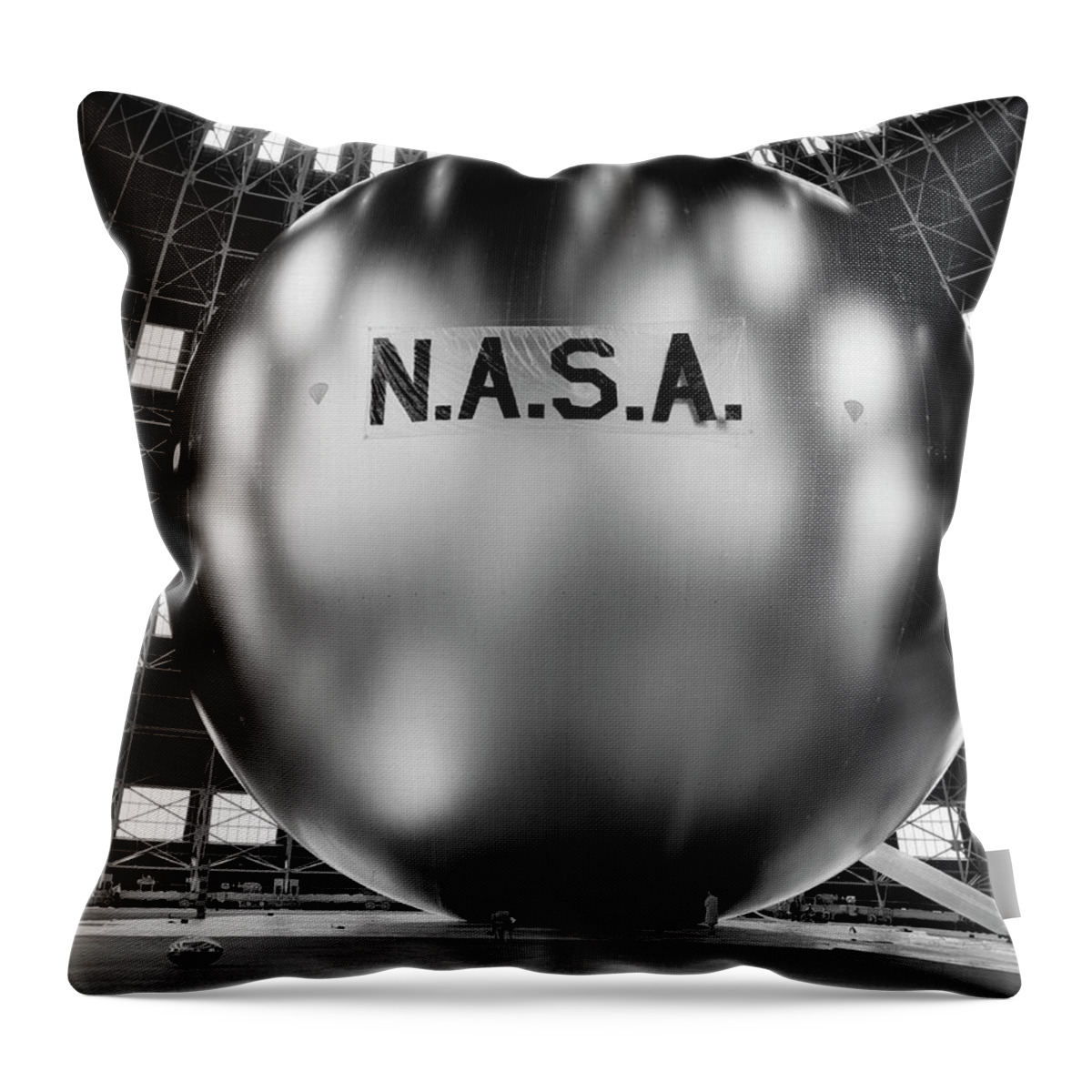 Nasa Throw Pillow featuring the photograph NASA Project Echo Metallic Balloon - 1960 by War Is Hell Store
