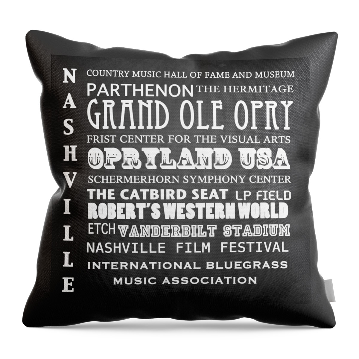 Nashville Throw Pillow featuring the digital art Nashville Famous Landmarks by Patricia Lintner