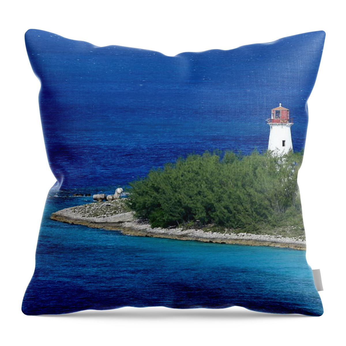 Bahamas Throw Pillow featuring the photograph Nassau Lighthouse 1 by Coby Cooper