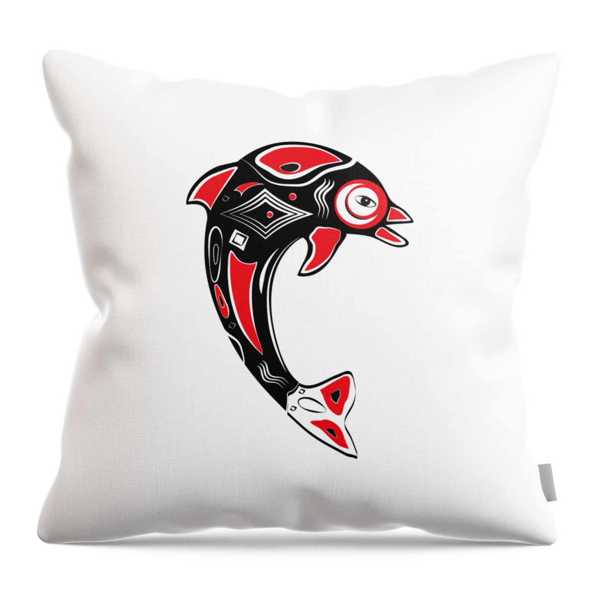 America Throw Pillow featuring the digital art Native American Animal Dolphin Symbol by Serena King