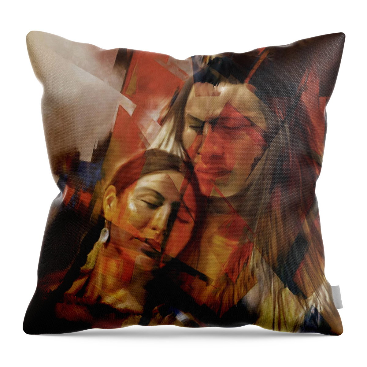 Native American Throw Pillow featuring the painting Native Couple 09a by Gull G